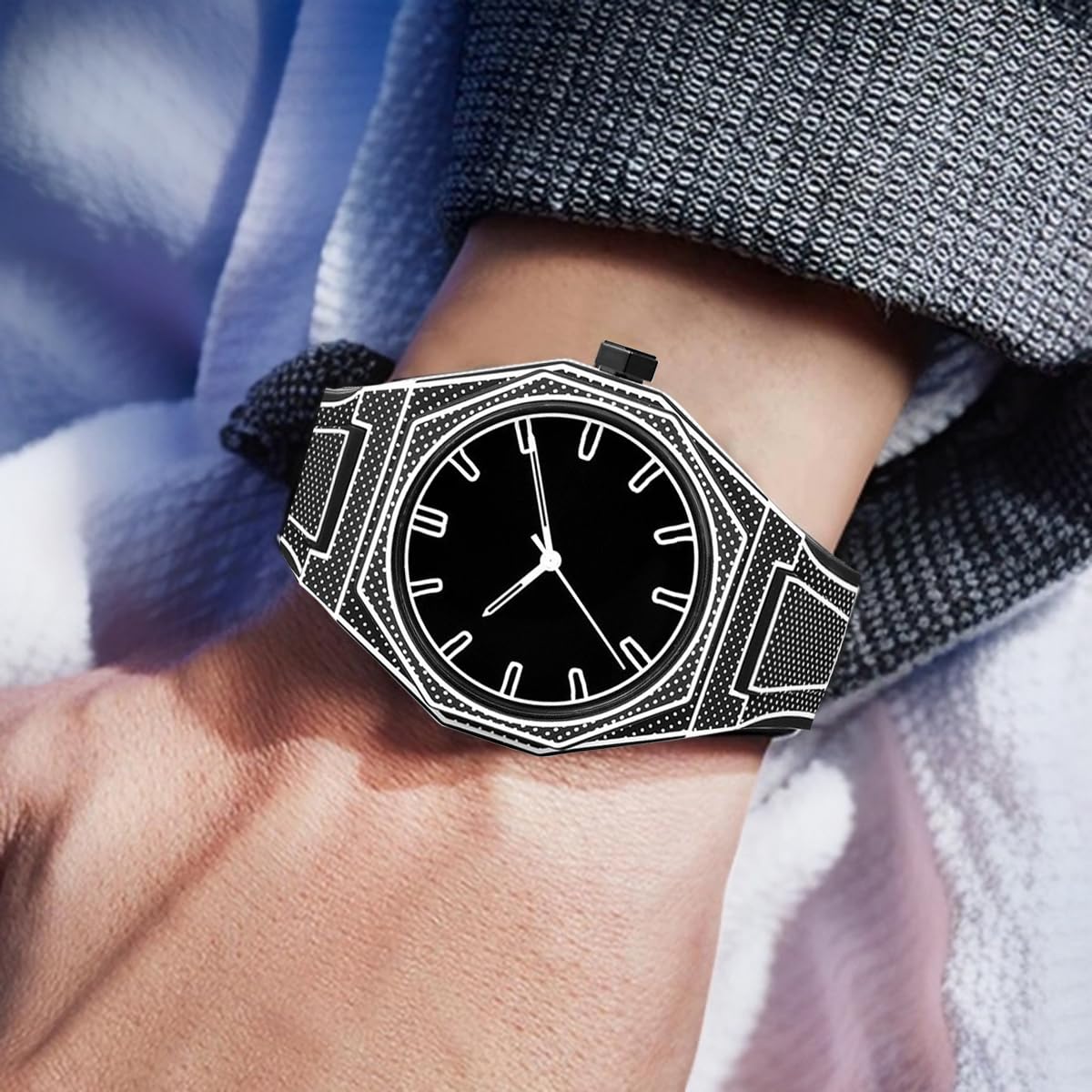 FANMIS Men's Anime-Inspired Fashion Sketch Wristwatch Minimalist Creative Wormhole Design Stylish and Durable Timepiece for Men's Sports Watch