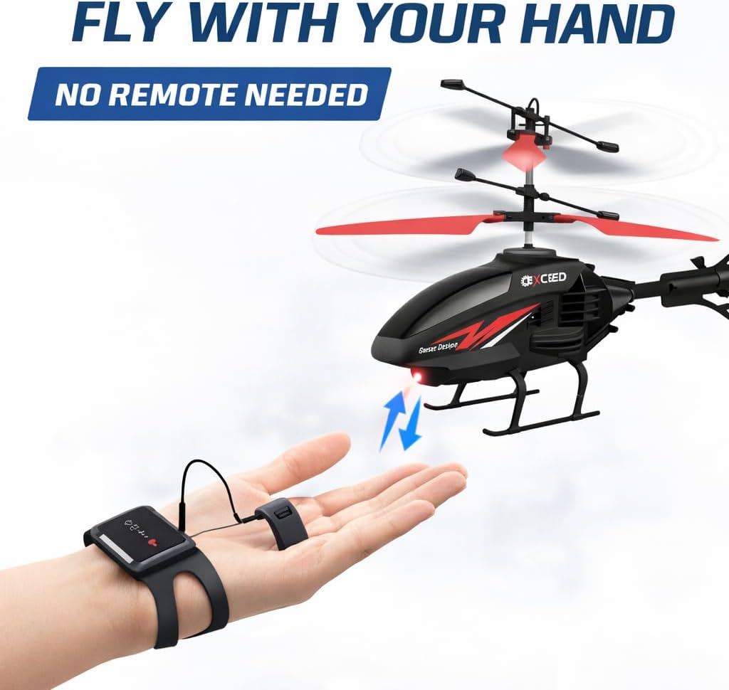 Gesture Control RC Helicopter Toy for Kids – Remote Control Helicopter Alternative, Fly with Your Hand, No Remote Needed, Easy Indoor Helicopter Toy for Boys & Girls Ages 8+