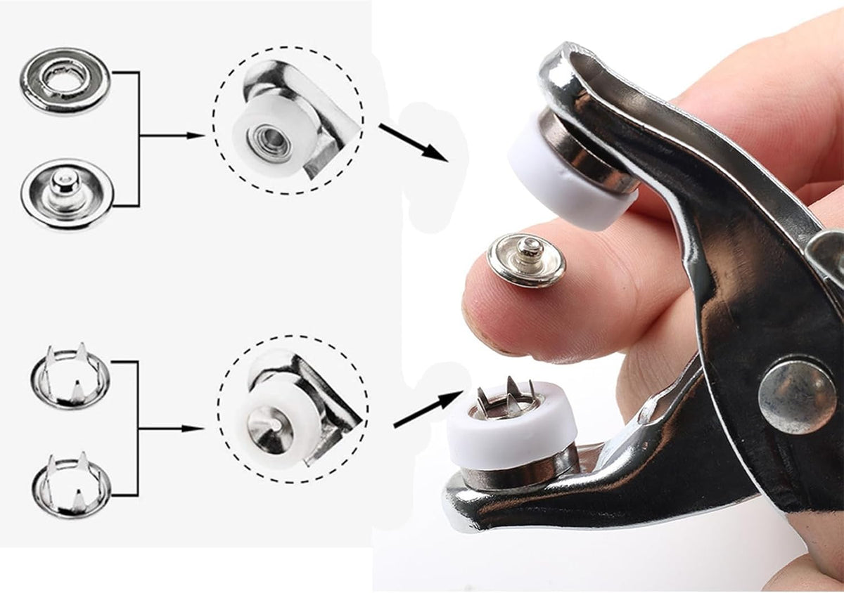 GTAAOY 9.5 mm Metal Snap Buttons with Snap Pliers, 100 Sets / 400 pcs