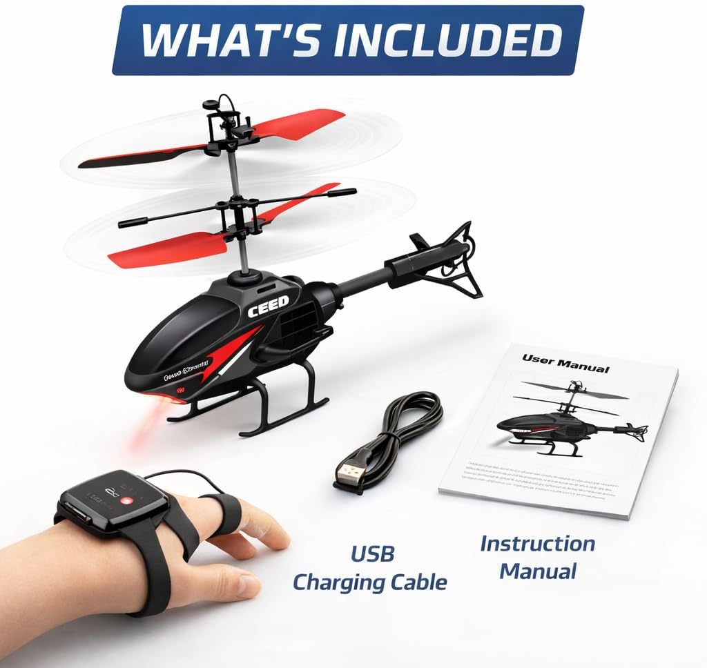 Gesture Control RC Helicopter Toy for Kids – Remote Control Helicopter Alternative, Fly with Your Hand, No Remote Needed, Easy Indoor Helicopter Toy for Boys & Girls Ages 8+
