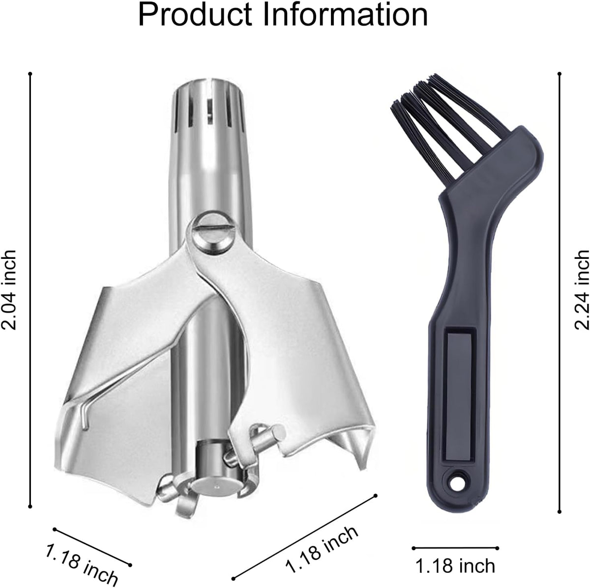 Manual Nose Hair Trimmer for Men & Women, Stainless Steel, Waterproof, No Battery Needed with Cleaning Brush Trimmer for Ear,Moustache and Whiskers Hair, Metal