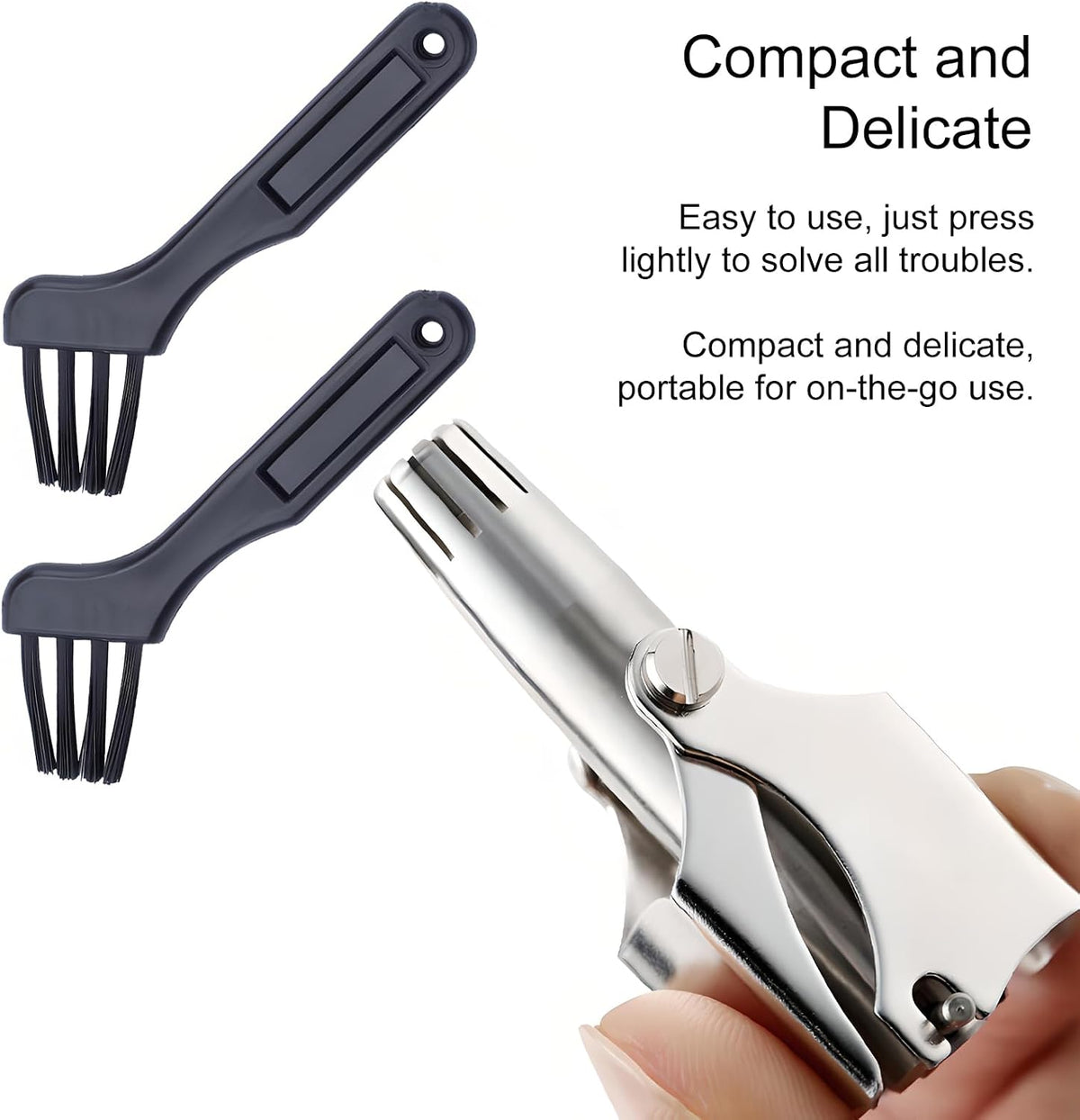 Manual Nose Hair Trimmer for Men & Women, Stainless Steel, Waterproof, No Battery Needed with Cleaning Brush Trimmer for Ear,Moustache and Whiskers Hair, Metal