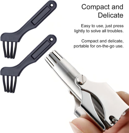 Manual Nose Hair Trimmer for Men & Women, Stainless Steel, Waterproof, No Battery Needed with Cleaning Brush Trimmer for Ear,Moustache and Whiskers Hair, Metal