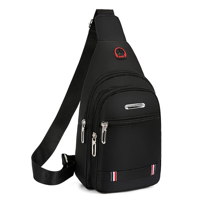 wolpin Waterproof Oxford cloth Messenger Bag Sling Bag for Men & Women Crossbody Small Shoulder Chest Anti Theft Travel Personal Pocket Bag Casual Backpack (Black)
