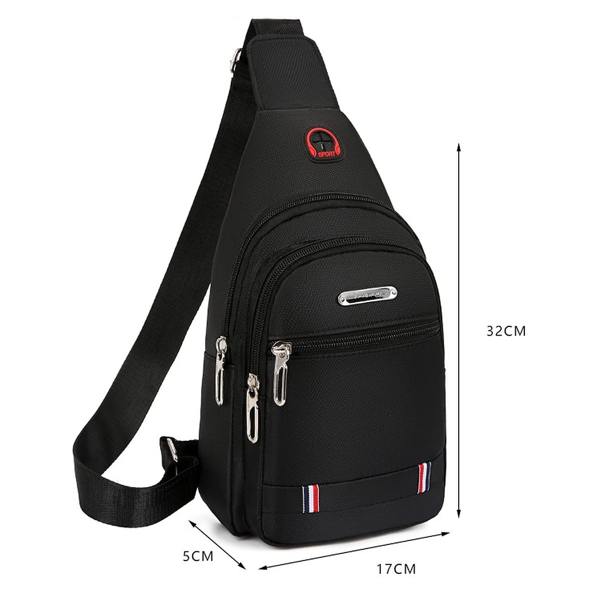 wolpin Waterproof Oxford cloth Messenger Bag Sling Bag for Men & Women Crossbody Small Shoulder Chest Anti Theft Travel Personal Pocket Bag Casual Backpack (Black)