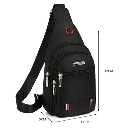 wolpin Waterproof Oxford cloth Messenger Bag Sling Bag for Men & Women Crossbody Small Shoulder Chest Anti Theft Travel Personal Pocket Bag Casual Backpack (Black)