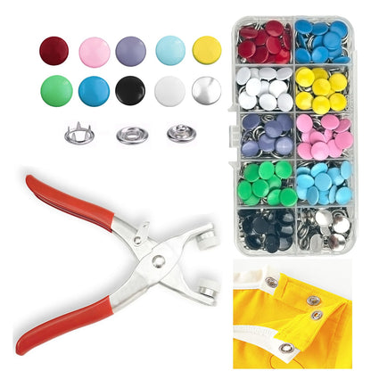 GTAAOY 9.5 mm Metal Snap Buttons with Snap Pliers, 100 Sets / 400 pcs
