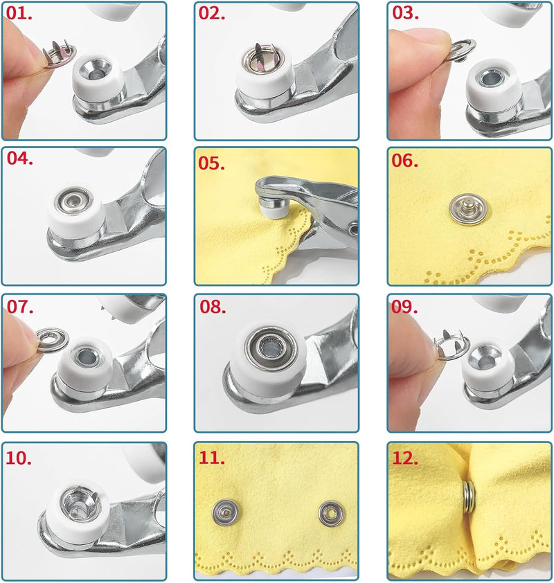 GTAAOY 9.5 mm Metal Snap Buttons with Snap Pliers, 100 Sets / 400 pcs