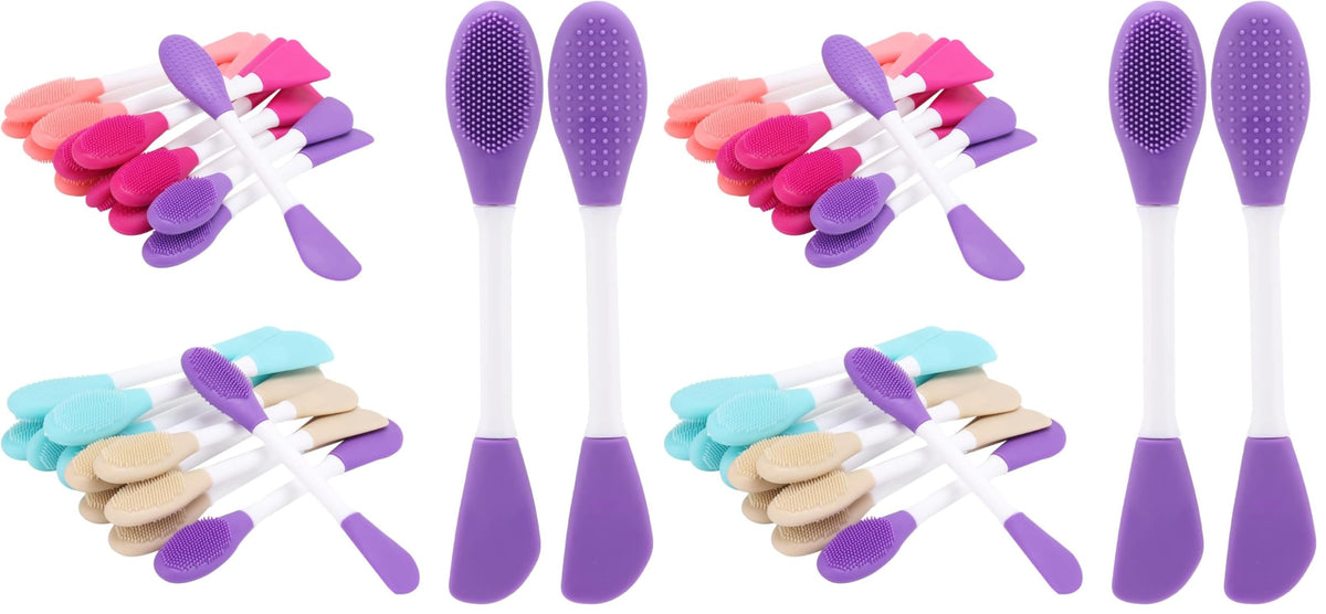 20 Pcs Silicone Face Mask Applicator, 2 in 1 Double-Sided Facial Scrubber Brush Tool, Double-Head Manual Cleansing Brush for Deep Gentle Exfoliating