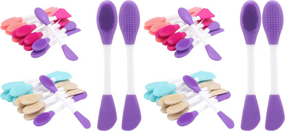 20 Pcs Silicone Face Mask Applicator, 2 in 1 Double-Sided Facial Scrubber Brush Tool, Double-Head Manual Cleansing Brush for Deep Gentle Exfoliating