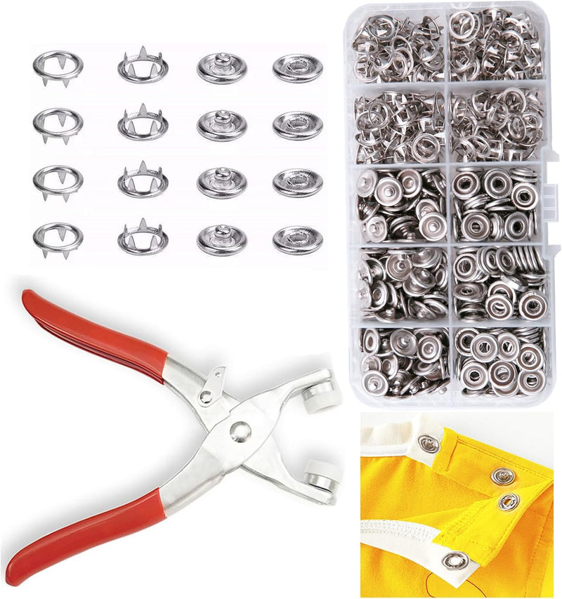 GTAAOY 9.5 mm Metal Snap Buttons with Snap Pliers, 100 Sets / 400 pcs