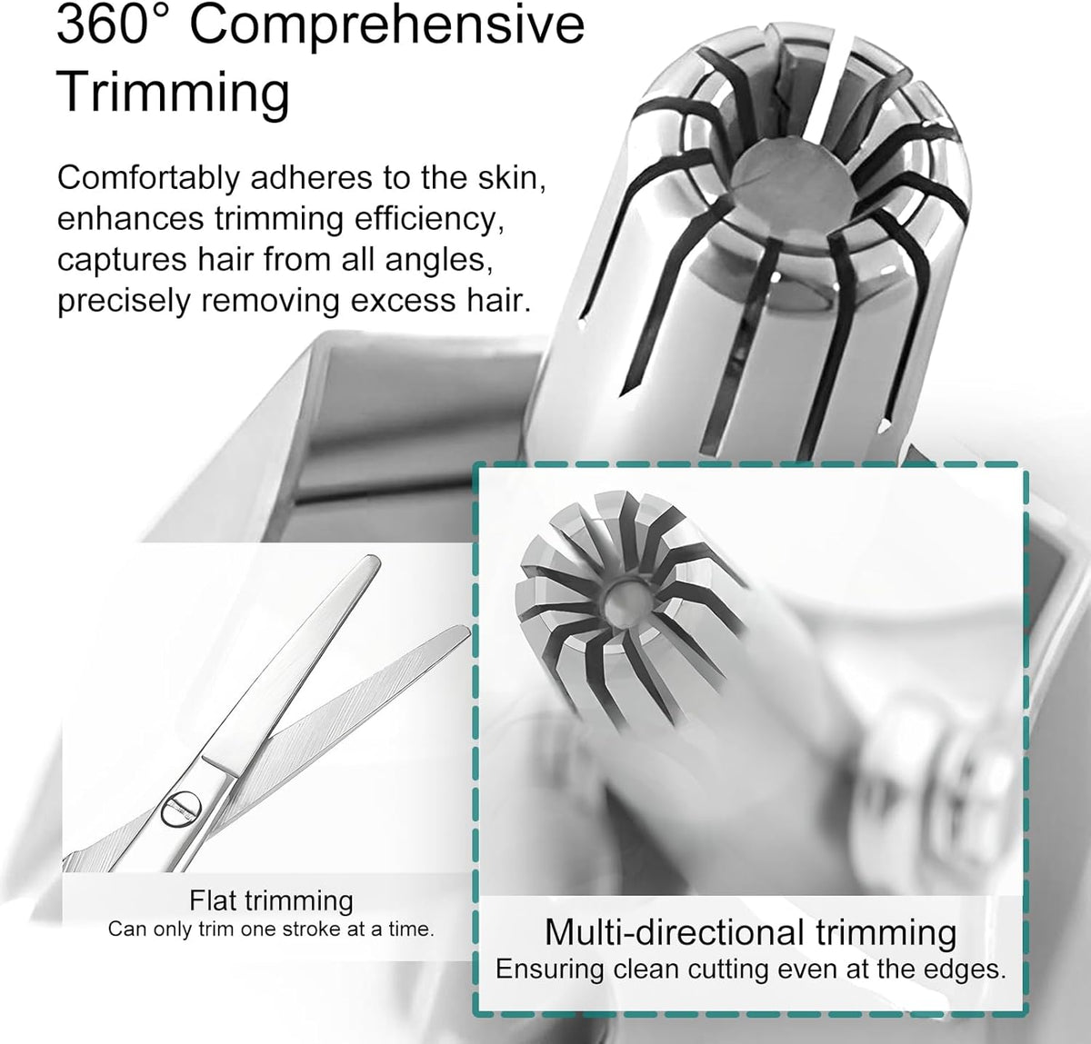 Manual Nose Hair Trimmer for Men & Women, Stainless Steel, Waterproof, No Battery Needed with Cleaning Brush Trimmer for Ear,Moustache and Whiskers Hair, Metal
