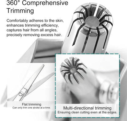 Manual Nose Hair Trimmer for Men & Women, Stainless Steel, Waterproof, No Battery Needed with Cleaning Brush Trimmer for Ear,Moustache and Whiskers Hair, Metal