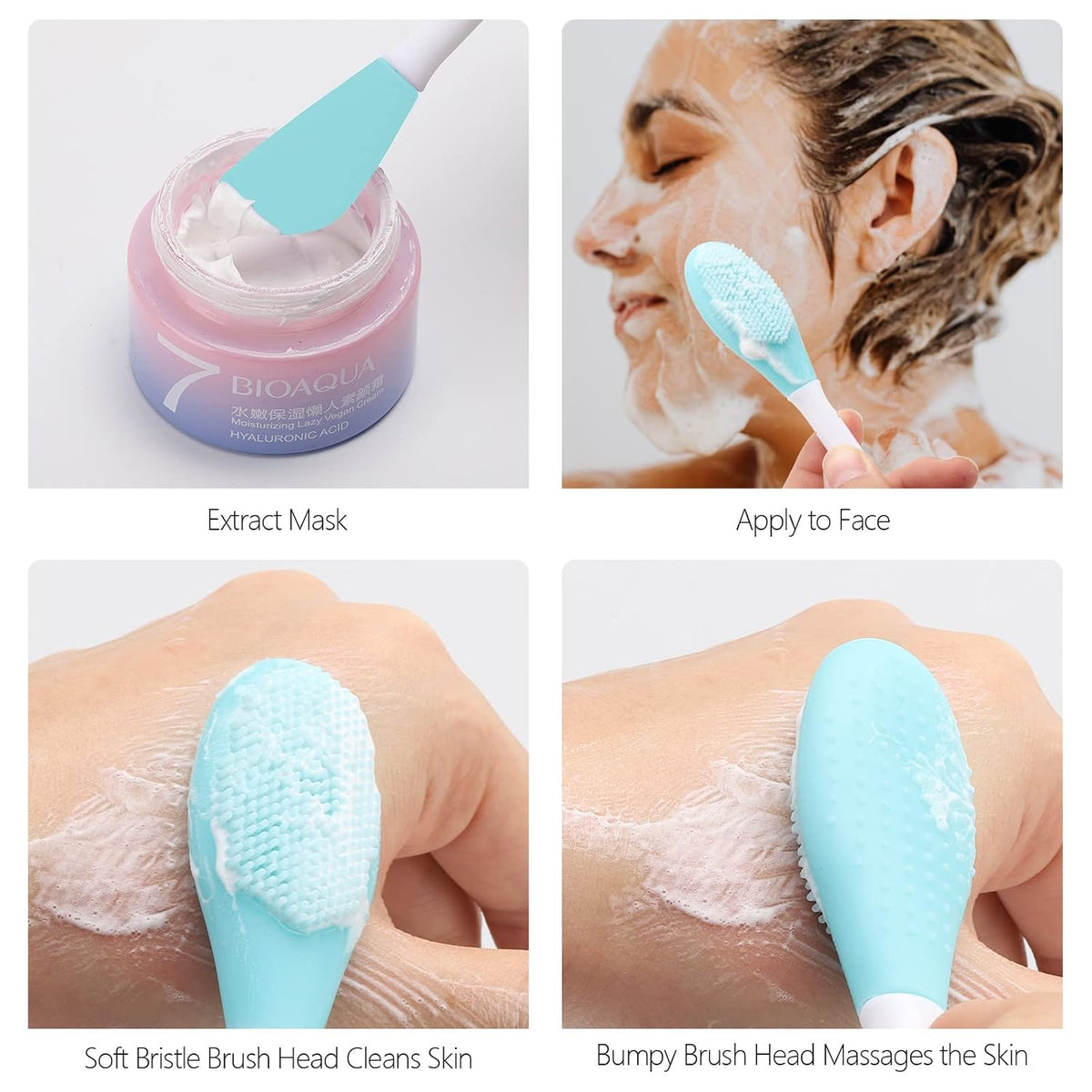 20 Pcs Silicone Face Mask Applicator, 2 in 1 Double-Sided Facial Scrubber Brush Tool, Double-Head Manual Cleansing Brush for Deep Gentle Exfoliating